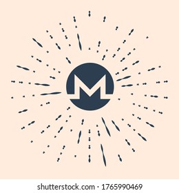 Black Cryptocurrency coin Monero XMR icon isolated on beige background. Digital currency. Altcoin symbol. Blockchain based secure crypto currency. Vector Illustration