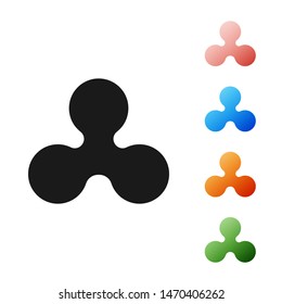 Black Cryptocurrency coin Ripple XRP icon isolated on white background. Altcoin symbol. Blockchain based secure crypto currency. Set icons colorful. Vector Illustration