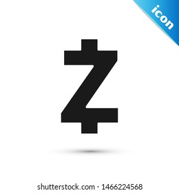 Black Cryptocurrency coin Zcash ZEC icon isolated on white background. Altcoin symbol. Blockchain based secure crypto currency.  Vector Illustration