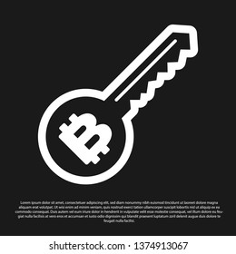 Black Cryptocurrency key icon isolated on black background. Concept of cyber security or private key, digital key with technology interface. Vector Illustration