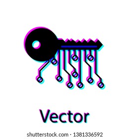 Black Cryptocurrency key icon isolated on white background. Concept of cyber security or private key, digital key with technology interface. Vector Illustration Black Cryptocurrency key icon isolated on white background. Concept of cyber security or private key, digital key with technology interface. Vector Illustration
