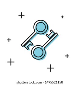 Black Cryptocurrency key icon isolated on white background. Concept of cyber security or private key, digital key with technology interface.  Vector Illustration