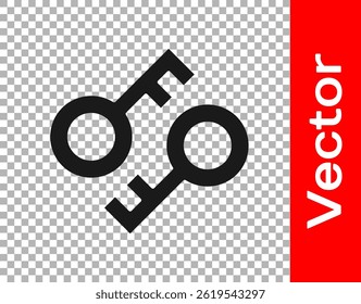 Black Cryptocurrency key icon isolated on transparent background. Concept of cyber security or private key, digital key with technology interface.  Vector