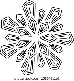 Black Crystal Design Element. Can be used as an individual decorative element in comics, animations, Greetings, Invitations  or to create patterns for fabric, cushion, carpet, curtain, wallpaper etc.