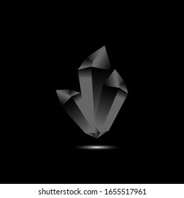 Black crystal on a black background, vector graphics