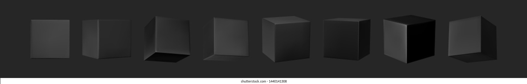 Black Cube collection  set dark cubes geometric 3d objects isolated  Realistic elements vector