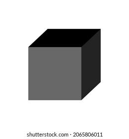 black cube on white background, math