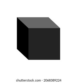 black cube on white background, math