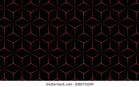 Black cube and red light background