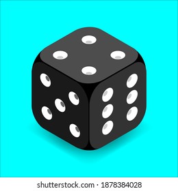 Black cube with white dots. 3D vector object.