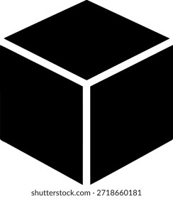 Cubo negro con bordes blancos sobre fondo blanco forma geométrica