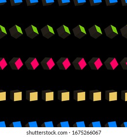 Cubos negros. modelado 3D. Minimalismo. Aislado sobre fondo negro. Ilustración vectorial para diseño web o impresión.