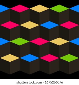 Black cubes. 3D-modeling. Minimalism. Isolated on black background. Vector illustration for web design or print.
