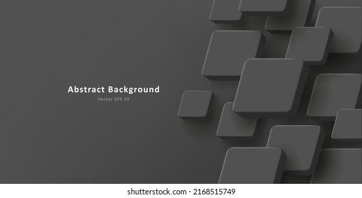 Fondo abstracto monocromo 3d de creación de cubos negros. ilustración de vector moderno
