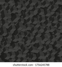 Black Cubes Seamless Pattern on Black Background