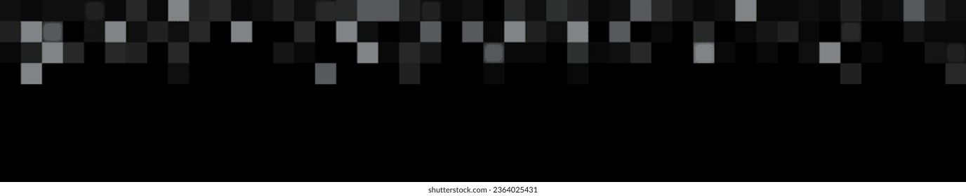 Black cubes and squares abstract horizontal background. Random grey and square tiles. Vector illustration.