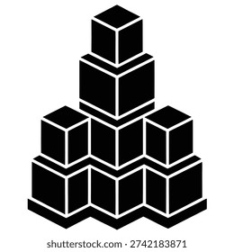 Black Cubes Stacked Pyramid Geometric Abstract Shape