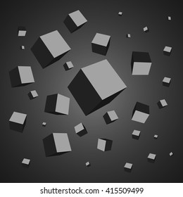 Black cubes. Vector illustration.