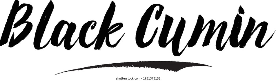 Black Cumin Bold Calligraphy Text sobre fondo blanco