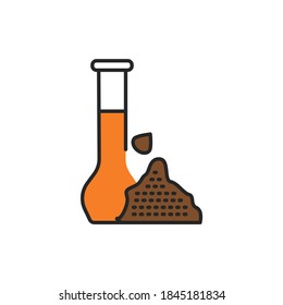 Black cumin vegetable oil glass bottle color line icon. Natural, healthy vegetarian food. Pictogram for web page, mobile app, promo. UI/UX/GUI design element. Editable stroke.