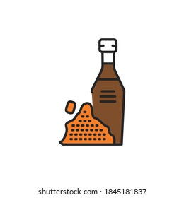 Black cumin vegetable oil glass bottle color line icon. Natural, healthy vegetarian food. Pictogram for web page, mobile app, promo. UI/UX/GUI design element. Editable stroke.