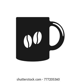 black cup coffee icon. Flat design. Vector.