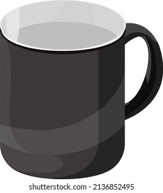 Black cup for coffee, illustration, vector on a white background.