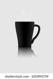 Black cup of coffee isolated on white. Vector illustration