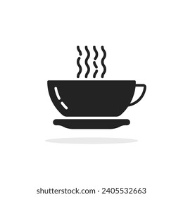 black cup of espresso or cappuccino icon. flat trend modern graphic art simple logotype design abstract web element isolated on white. concept of tasty dopio pictogram for coffeehouse or coffeeshop