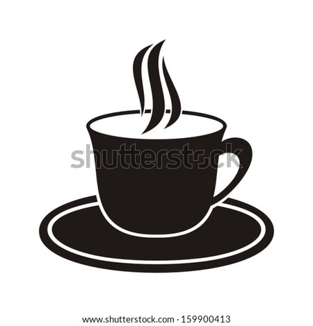 Black cup of hot drink icon on a white background
