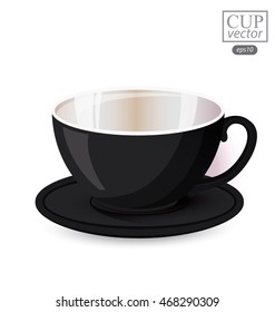 Black cup isolated on white background. Vector illustration.