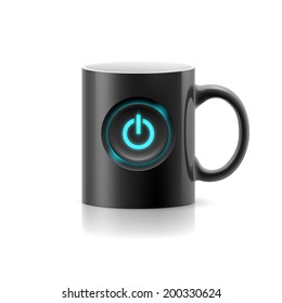 Black cup with picture switch on  white background