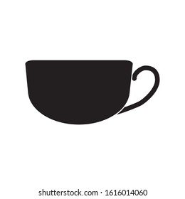 Black cup for tea and coffee icon on a white background isolate.Vector silhouette for advertising banners, business cards, packaging.
