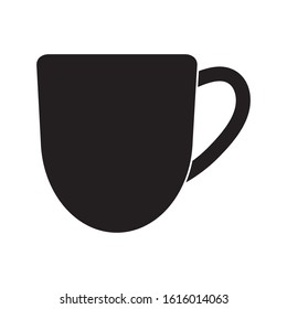 Black cup for tea and coffee icon on a white background isolate. Vector silhouette for advertising banners, business cards, packaging.
