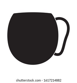 Black cup for tea and coffee icon on a white background isolate. Vector silhouette for advertising banners, business cards, packaging.