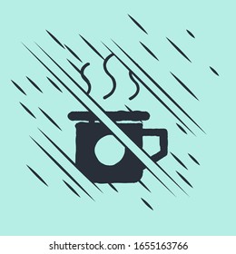 Black Cup of tea icon isolated on green background. Sweet natural food. Glitch style. Vector Illustration