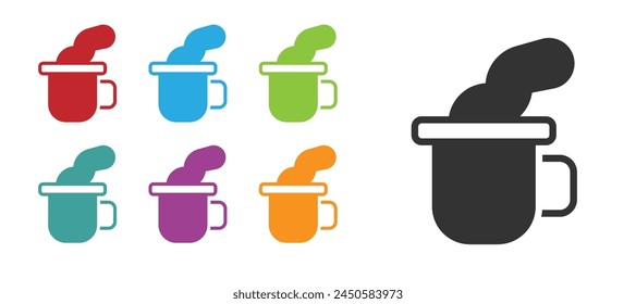 Black Cup of tea icon isolated on white background. Set icons colorful. Vector