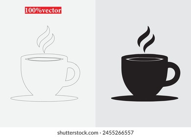 Black cup vector graphic set against a white background