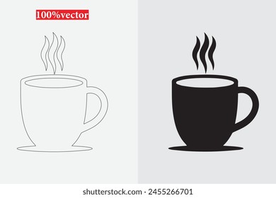 Black cup vector graphic set against a white background