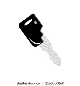 a black cupboard key with a broken plastic handle