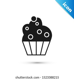 Black Cupcake icon isolated on white background.  Vector Illustration