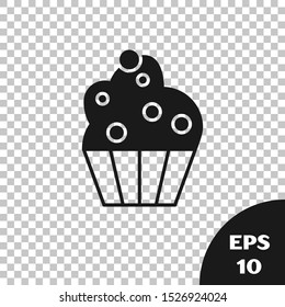 Black Cupcake icon isolated on transparent background.  Vector Illustration