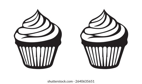 Black Cupcake Icons on White Background vector illustration eps 10

