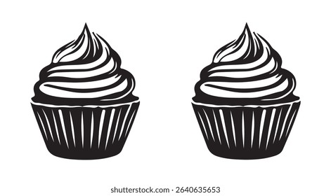 Black Cupcake Icons on White Background vector illustration eps 10

