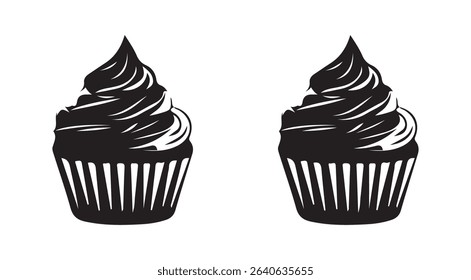 Black Cupcake Icons on White Background vector illustration eps 10

