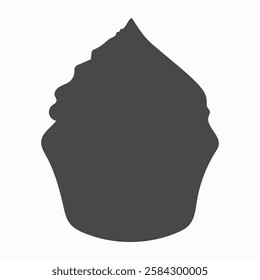 Black cupcake muffin silhouette vector illustration on white background
