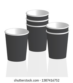 Black cups, it's party time on white  background