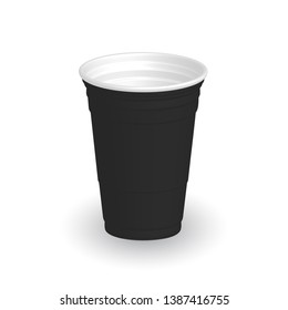 Black cups, it's party time on white  background