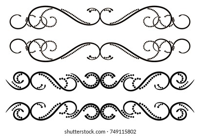 Black curls vignette set for graphic design
