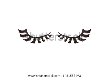 Black curly eyelashes in flat cartoon style. Vector illustration isolated on white